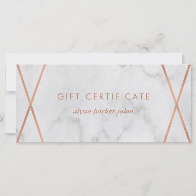 Faux Rose Gold Marble Geometric | Gift Certificate (Front)