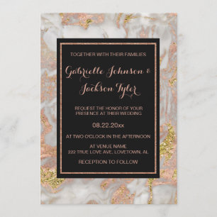 Faux Rose Gold Marbre Invitations de mariage