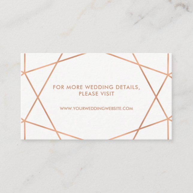 Faux Rose Gold Mariage Geométrique Cartes de site  (Devant)