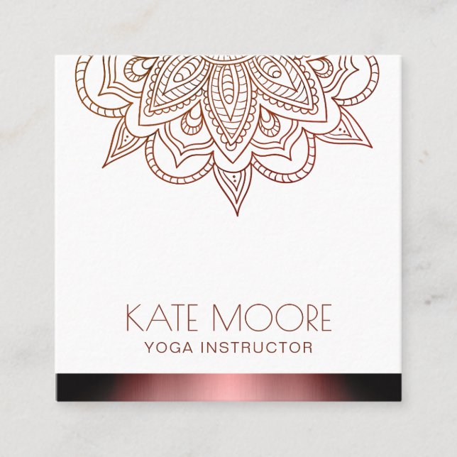 Faux Rose Gold Metallic Square Business Card (Front)