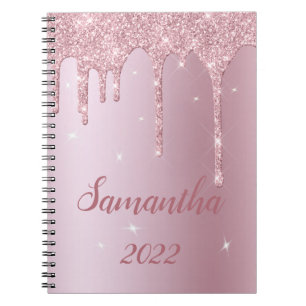 Faux Rose Gold Monogram Spiral Photo Notebook