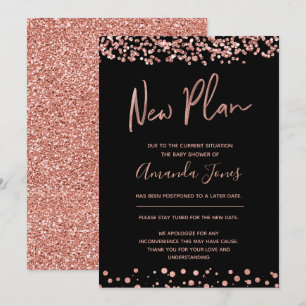 FAUX ROSE GOLD New Plan Baby Shower Announcement