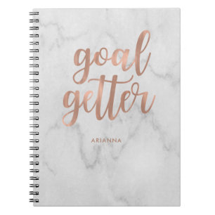 Faux Rose Gold on Marble   Goal Getter Notebook