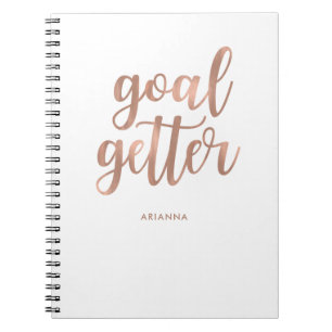 Faux Rose Gold on White Goal Getter Notebook