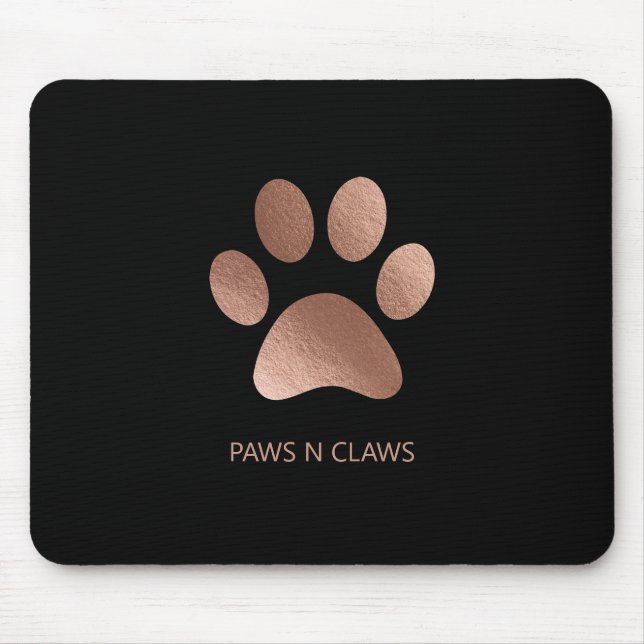 Faux Rose Gold Paw Print Mouse Pad (Front)