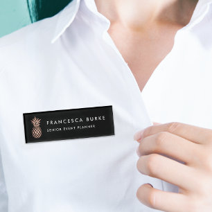 Faux Rose Gold Pineapple Name Tag
