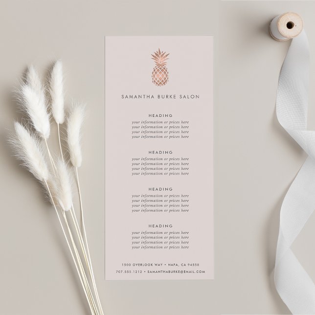 Faux Rose Gold Pineapple | Pricing or Services Rack Card (Creator Uploaded)