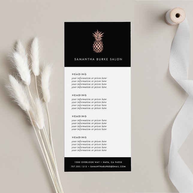 Faux Rose Gold Pineapple | Pricing or Services Rack Card (Creator Uploaded)