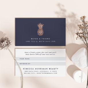 Faux Rose Gold Pineapple Referral Card
