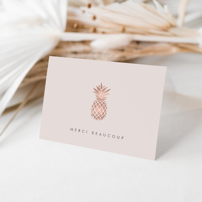 Faux Rose Gold Pineapple Thank You Card (Creator Uploaded)