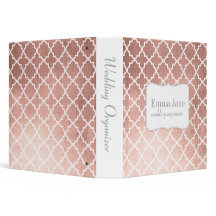 Faux rose gold quatrefoil wedding organizer