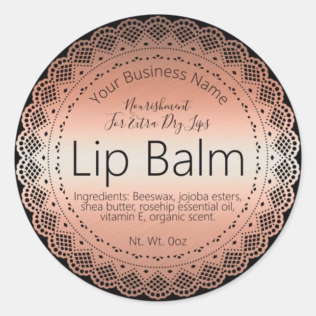 Faux Rose Gold Sticker Label For Handmade Lip Balm (Front)