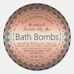Faux Rose Gold Sticker Label Handmade Bath Bomb