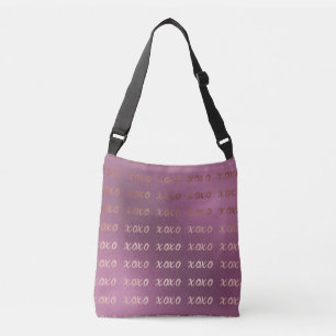 faux rose gold typography hugs and kisses xoxo crossbody bag