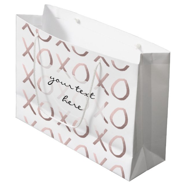 faux rose gold typography hugs and kisses xoxo large gift bag (Front Angled)