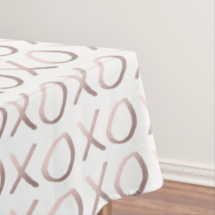 faux rose gold typography hugs and kisses xoxo tablecloth
