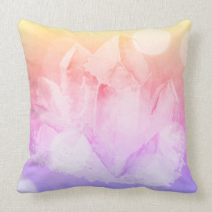 *~* Faux Rose Quartz Crystal & Lavender Ombre Throw Pillow