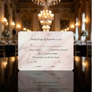 Faux Rose Quartz Stone Pink Marble Art RSVP Card