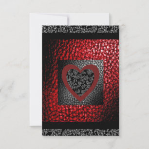 Faux Ruby Leather Valintine Lace  Invitation