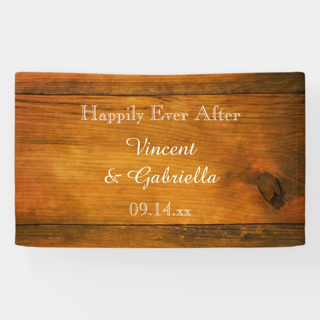 Faux Rustic Barn Wood Country Wedding Banner (Horizontal)
