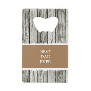 Faux rustic wood 1 photo daddy grey brown credit card bottle opener
