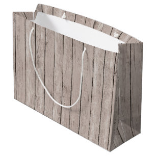 Faux Rustic Wood Brown Large Gift Bag