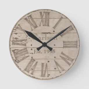 Faux rustic wood custom wall clock