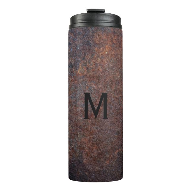Faux Rusty Metal custom monogram tumbler (Front)