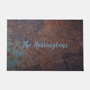 Faux Rusty Metal custom name door mats