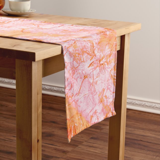 Faux salmon leather, off-white medium table runner (In Situ)