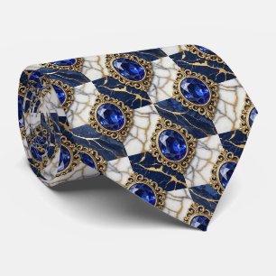 Faux Sapphires with Antique Gold Setting Blue Tie