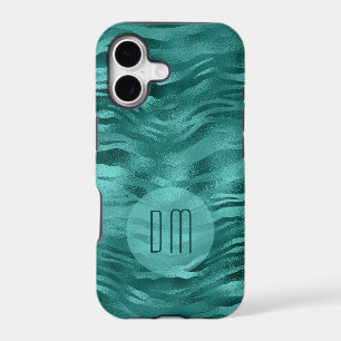 Faux sarcelle Strie de papier d'aluminium Vagues M