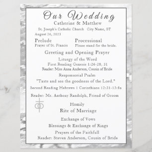 Faux-Satin Catholic Wedding Program 