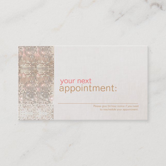 Faux Sequin Beauty Salon  Appointment Card (Front)