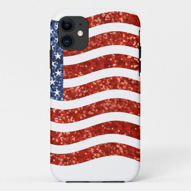 faux sequin print american flag Case-Mate iPhone case (Back)
