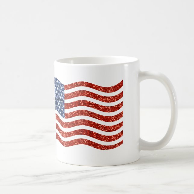 faux sequin print american flag coffee mug (Right)
