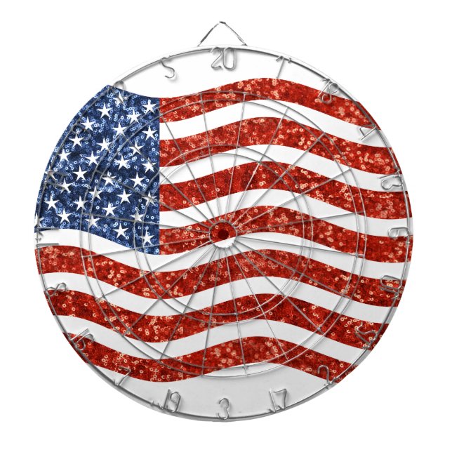 faux sequin print american flag dartboard (Front)
