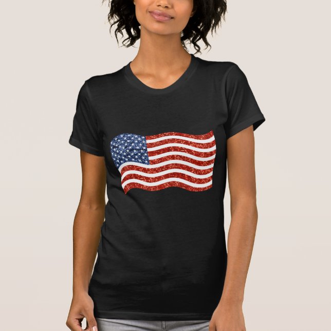 faux sequin print american flag T-Shirt (Front)