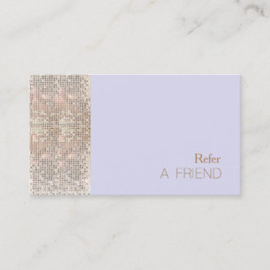FAUX Sequins Beauty Salon Refer A Friend Lavender Referral Card