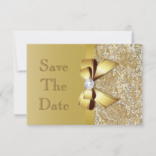 Faux sequins dorés et noeud papillon mariage carte