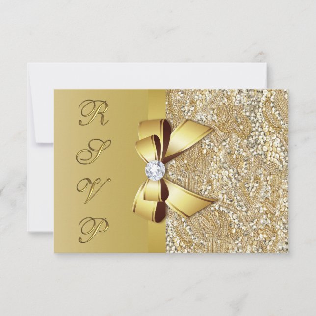 Faux sequins dorés Nœud papillon RSVP (Devant)