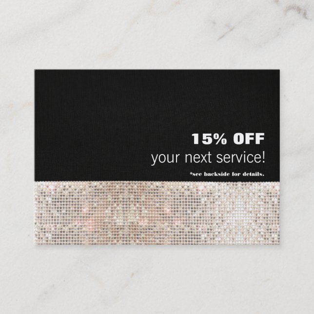 Faux Sequins Hair Salon and Spa Discount Coupon 2 (Front)