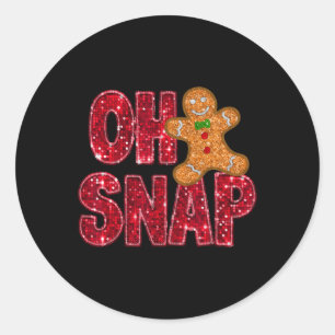 Faux Sequins Oh Snap Christmas Gingerbread Family  Classic Round Sticker