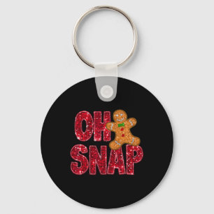 Faux Sequins Oh Snap Christmas Gingerbread Family  Keychain