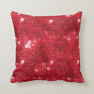 Faux Sequins - Red Sequin Pattern Throw Pillow