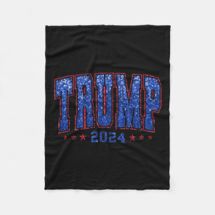 Faux Sequins Trump 2024 President Make America Tru Fleece Blanket