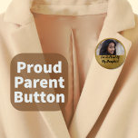 Faux Shimmer Gold Proud Parent Graduation Photo 2 Inch Round Button<br><div class="desc">Shout out to the world that you are proud of your graduate! Monogram faux shimmer gold photo graduation button. Add your favourite senior photo and proudly wear a button at a graduation ceremony and graduation party!</div>