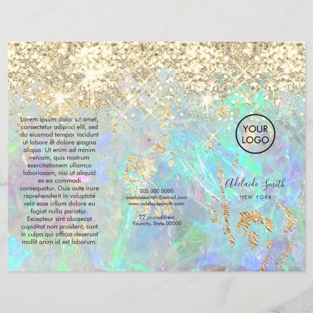 faux shiny glitter opal trifold brochure (Front)