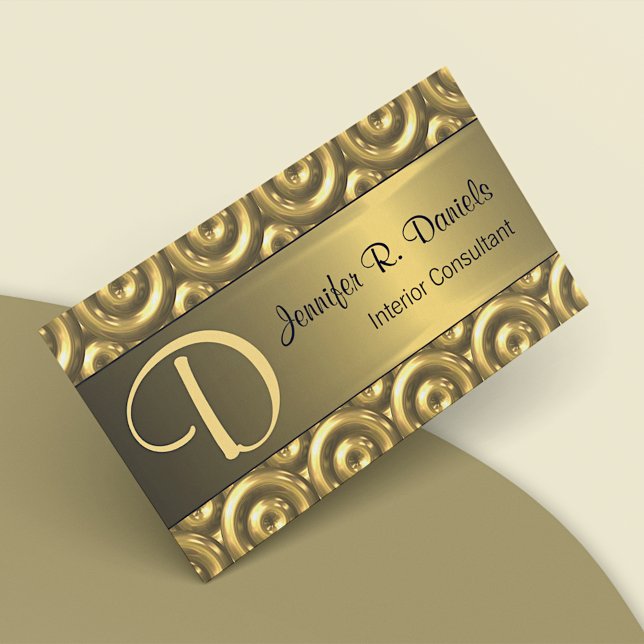 Faux Shiny Gold 3D Abstract Circles Mosaic Pattern Business Card (Creator Uploaded)