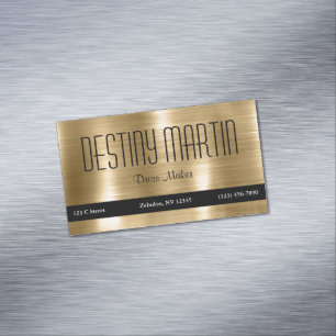 Faux Shiny Metallic Gold Black Contact Bar Magnetic Business Card